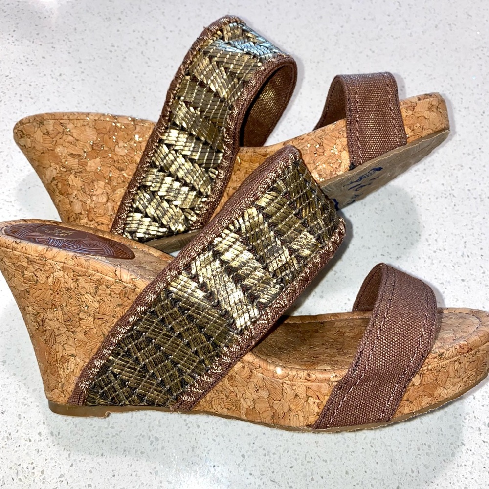 The Sak Metallic Cork Wedge Sandals
